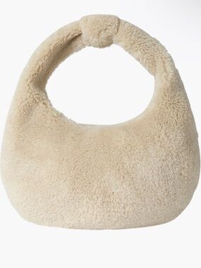 Rachel Riley Cream Faux-Shearling Shoulder Bag with Floral Lining